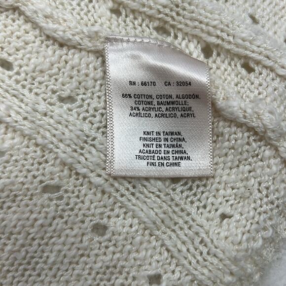 Anthropologie Moth knit cream cotton blend open front cardigan M - Picture 8 of 8